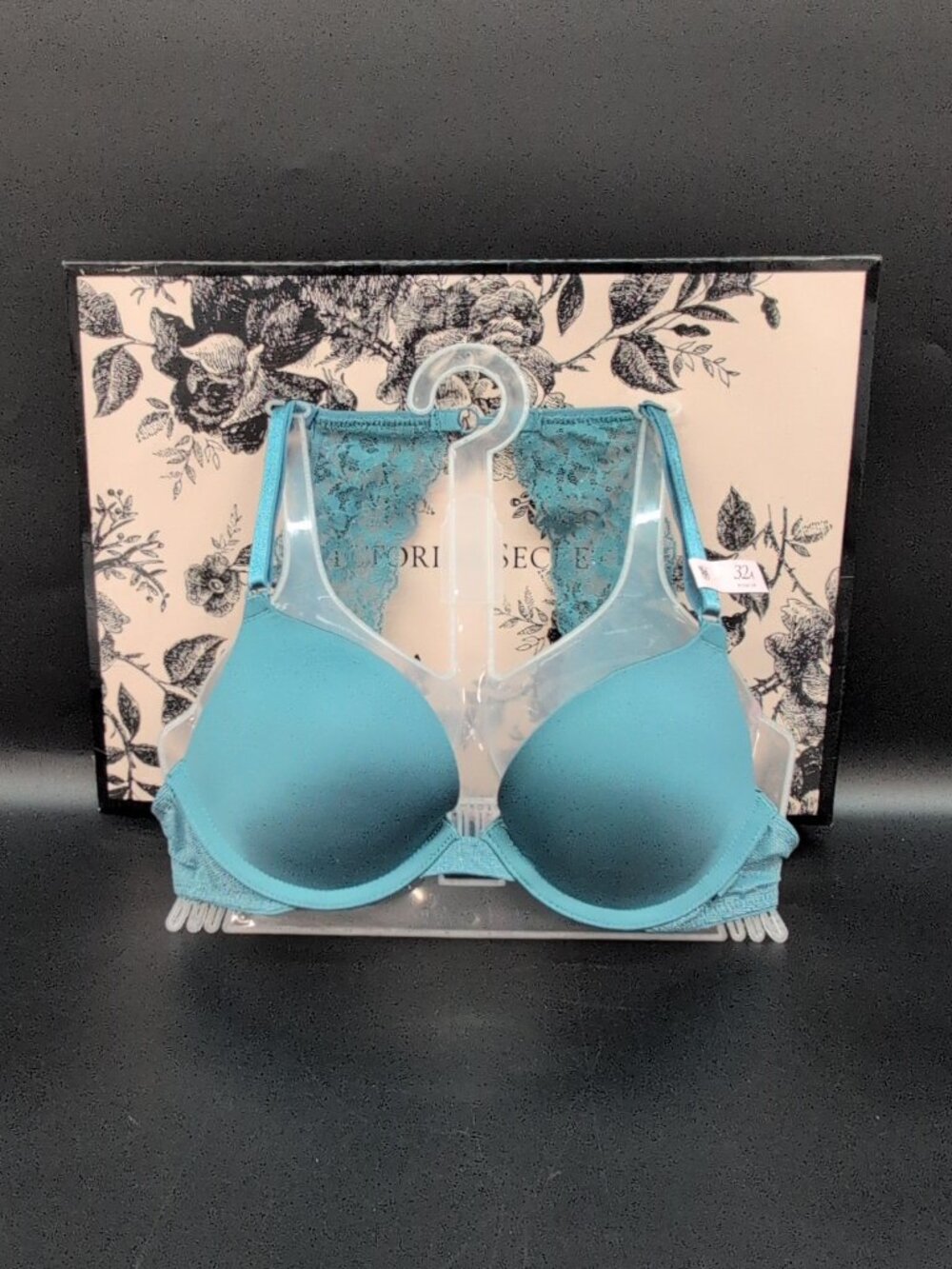 Victoria's Secret The Sexy Tee Posey Lace Push-Up Bra Size 32A Teal NWT